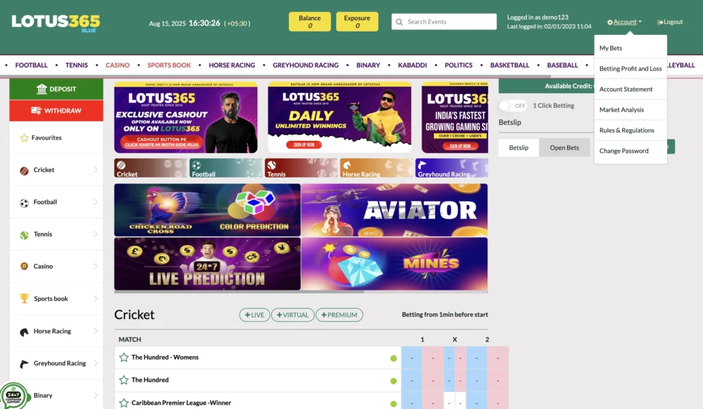 Lotus365 VIP Dashboard