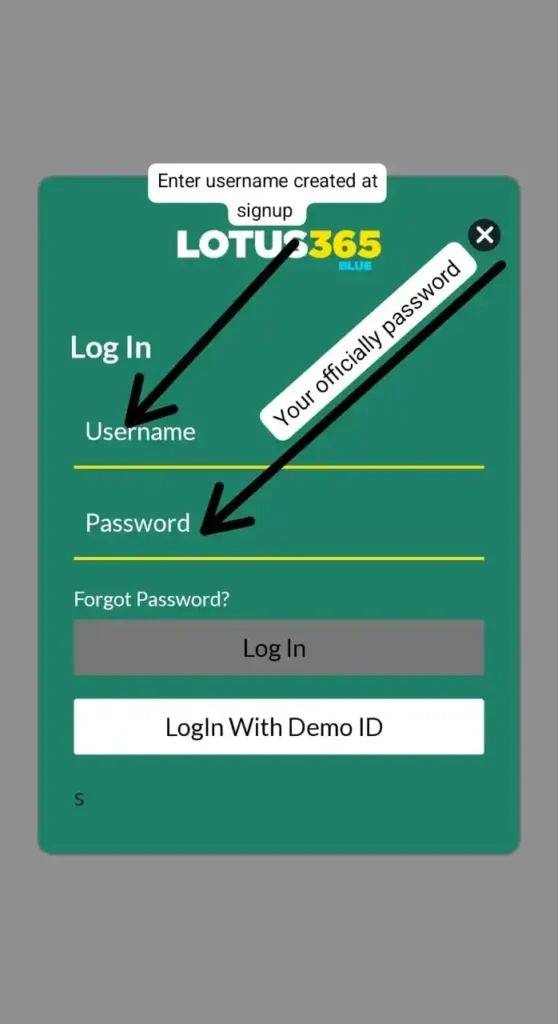 how to log in to lotus365 Log in and enter username and password