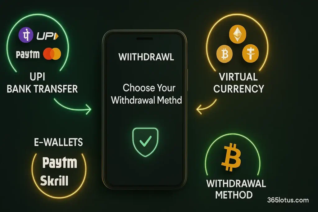 Lotus365 Payment Methods Available