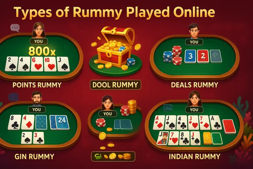 Types of Rummy Played Online at Lotus365